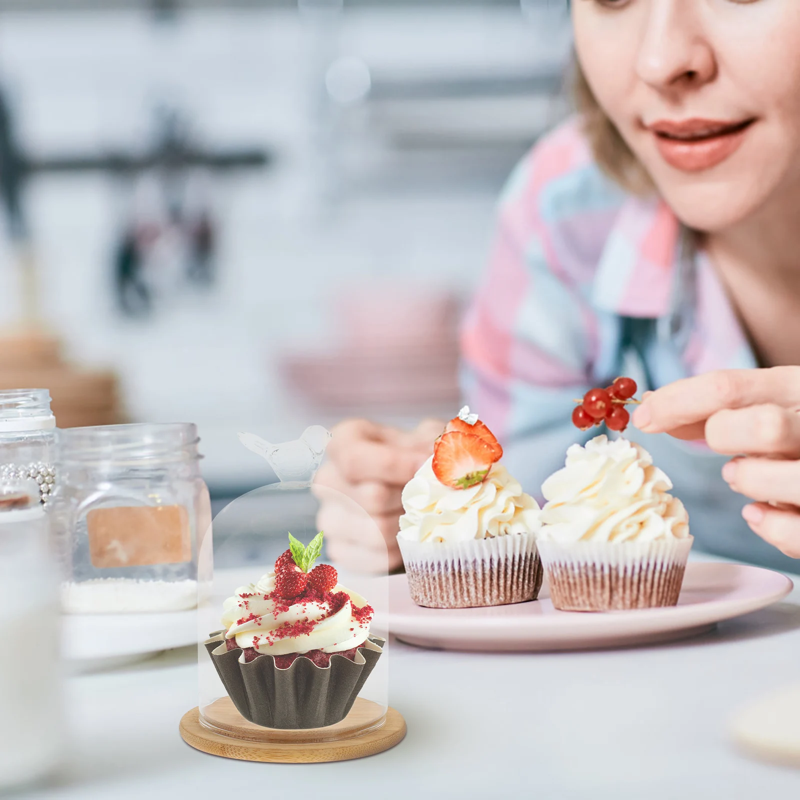 

Eternal Flower Glass Display Dome Bird Design Transparent Glass Cover Tabletop Decoration Gift Packaging Cover for Home