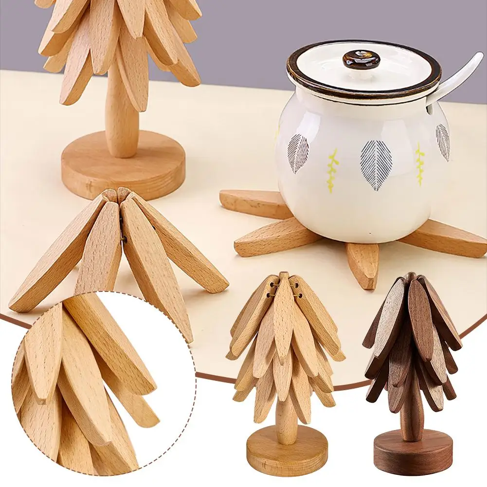 Creative Tree Design Stand Wooden Trivets Decorative Pad Coaster Anti Pot Heat Wood Resistant Placemats Scald Heat Table Ma L6C9