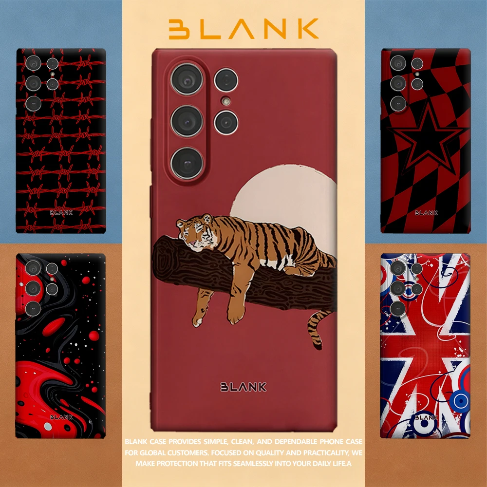 Red Background Tiger For Samsung Galaxy S26 S25 S24 A56 A36 Phone Case Protection Cover for Women Girl Blank