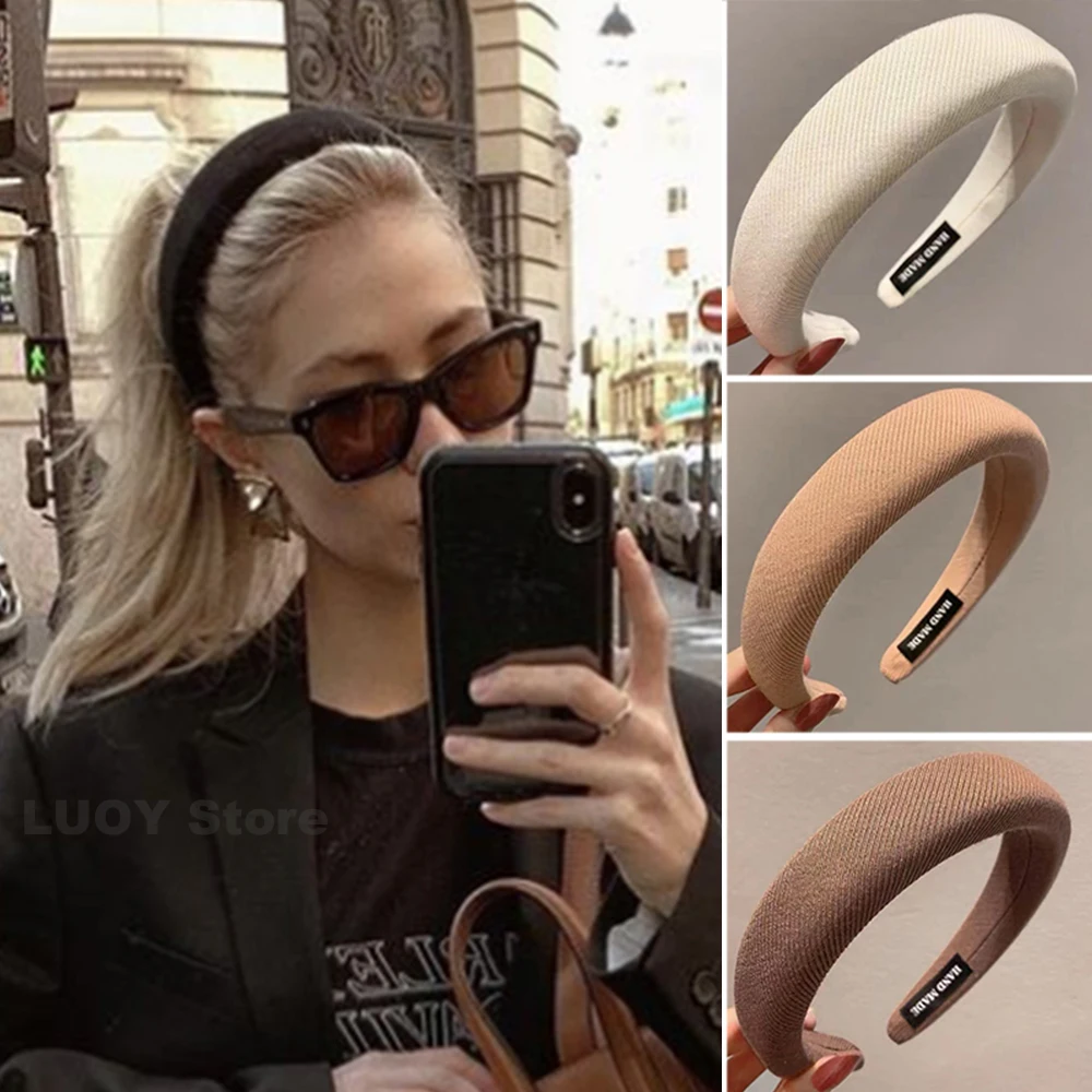 Velvet Solid Color Hairband Sponge Wide Elastic Headband for Women Nonslip Hair Hoop Fashion Headwear Hair Accessories