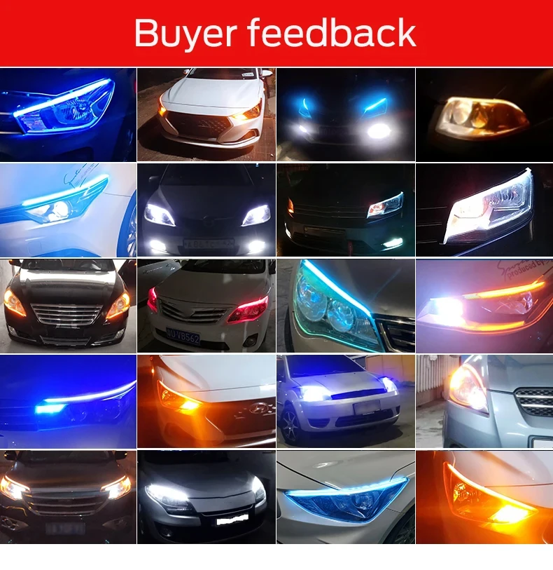 2 stücke Auto Led DRL Licht Streifen Tagfahrlicht Lampe Dynamische Scan Flexible Wasserdichte Scheinwerfer Blinker Lichter 12V universal – Detail 14