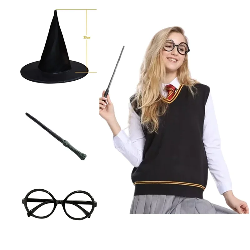 School of Witchcraft Harris Sets Performance Cloak Anime Halloween Adult Children\'s Cosplay Clothing Wizardry Cap Tie Scarf Gift