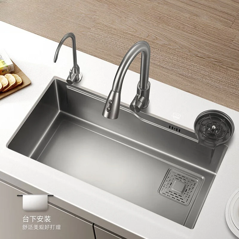 

Кухонная раковина ручной работы из нержавеющей стали 304, утолщенная серая раковина для овощей, большая одинарная раковина, посудомоечная машина, овощная раковина, бытовая