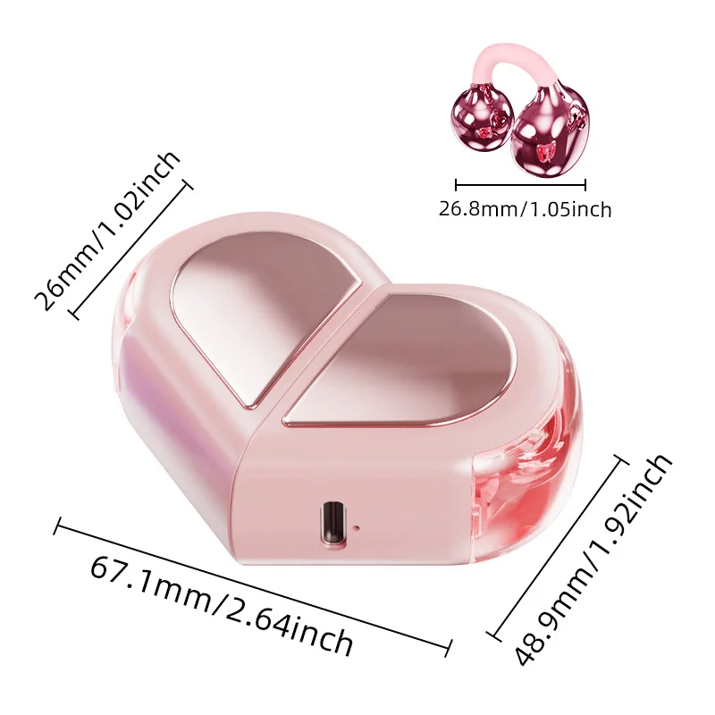 K521 Rotatable Love Heart Shaped Charging Case Low Latency Headphones NEW  Wireless Stereo Earbuds Earphone For Phone Tablet