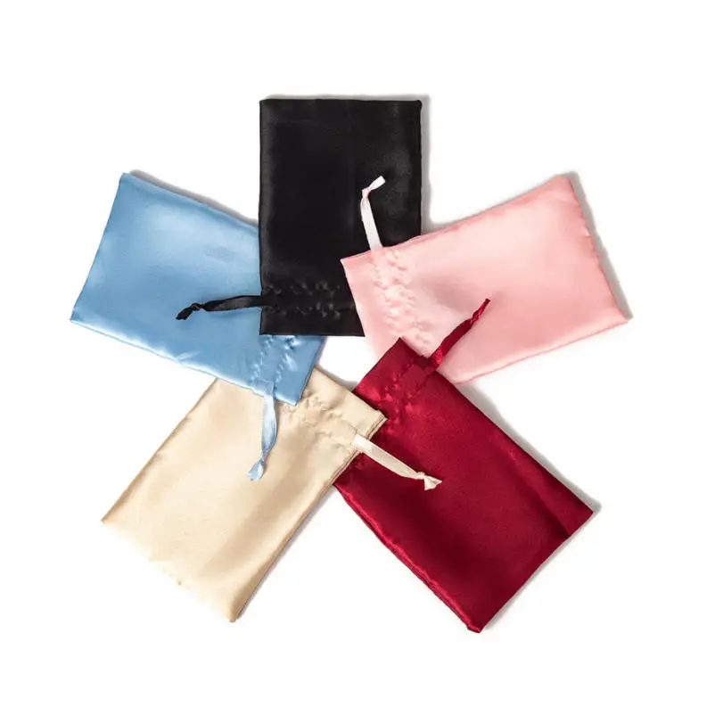 50pcs/lot Soft Silk Satin Pouches Drawstring Bags 10x15cm 13x18cm Wedding Jewelry Candy Gift Packaging Bag Satin Bags