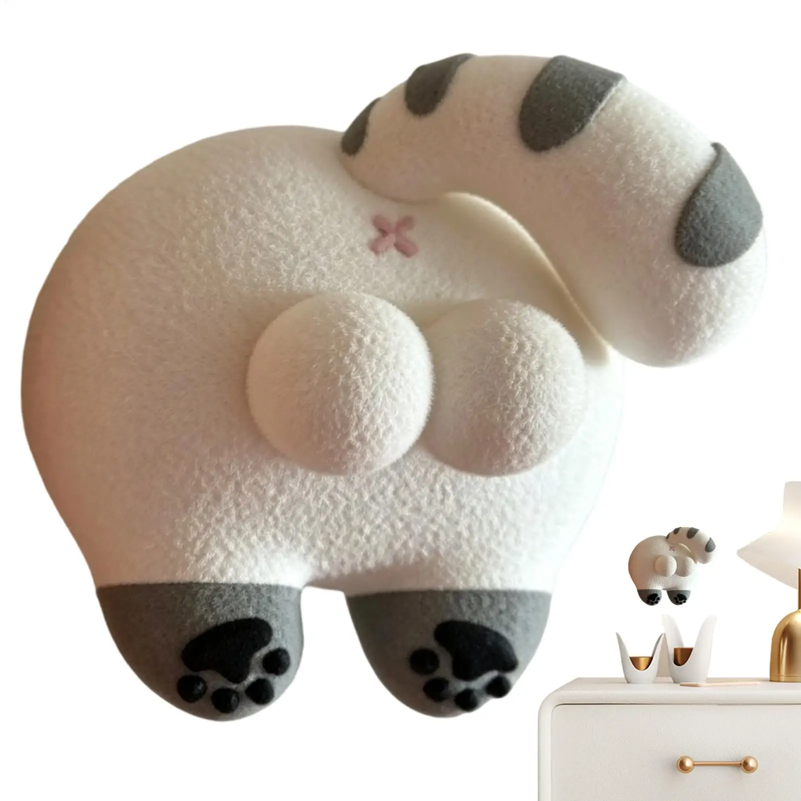 Decorative Wall Plate Funny Cat Butt 3D Printed Waterproof Cute On-Off Plate Wall Decor for Bathroom Entryway Living Room Home