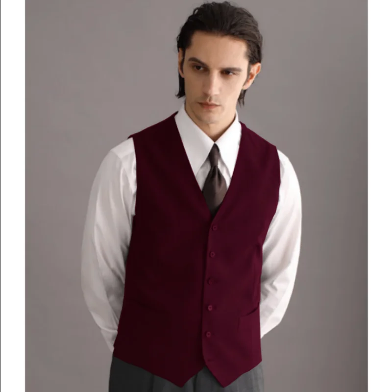 Vest Male  V-neck Sleeveless Business Casual Style Gentleman Retro Style 2023 New Product Warm Jacket Steampunk