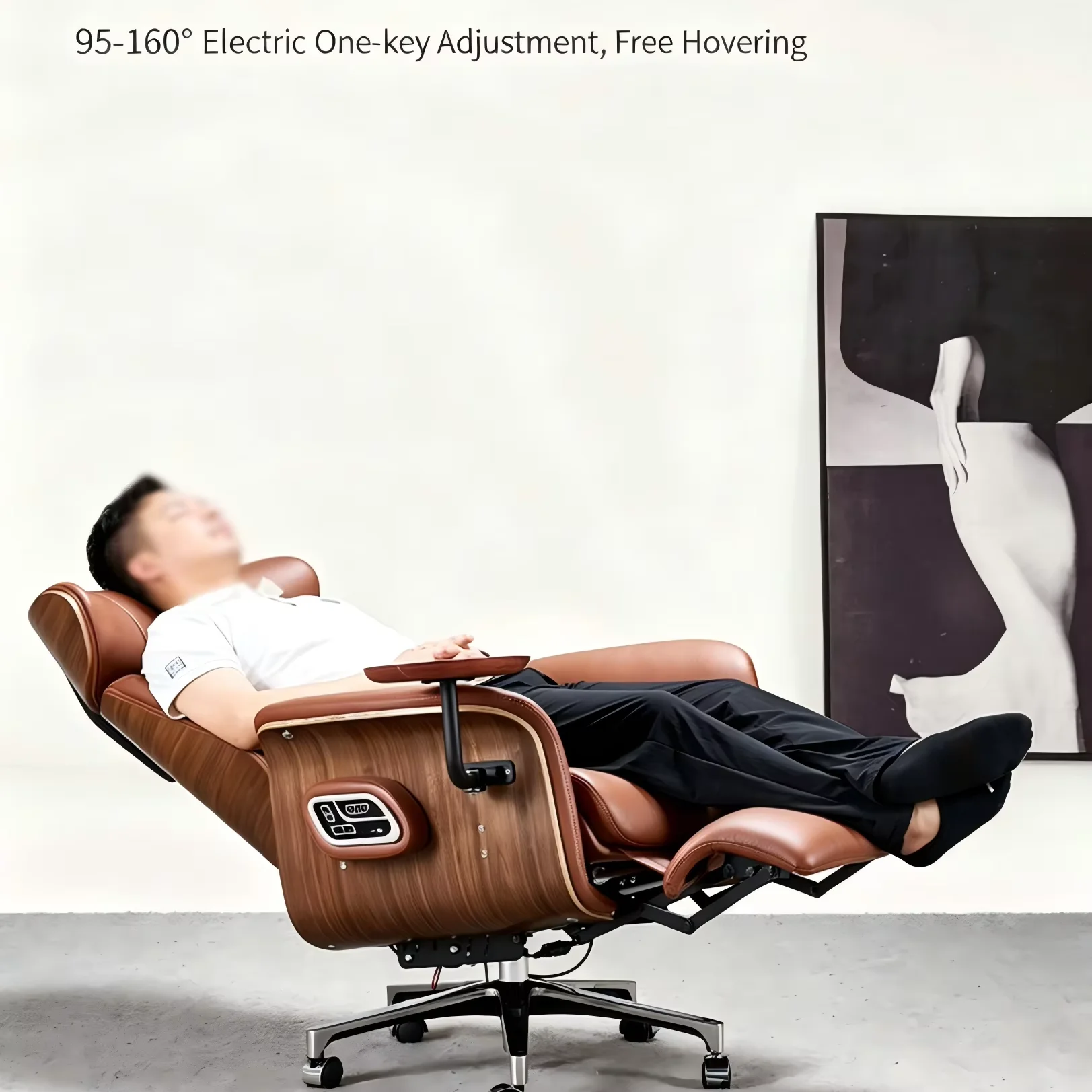 Electric Reclining Executive Office Chair With Massage & Ventilation, Ergonomic Leather Boss Chair With 160° Recline