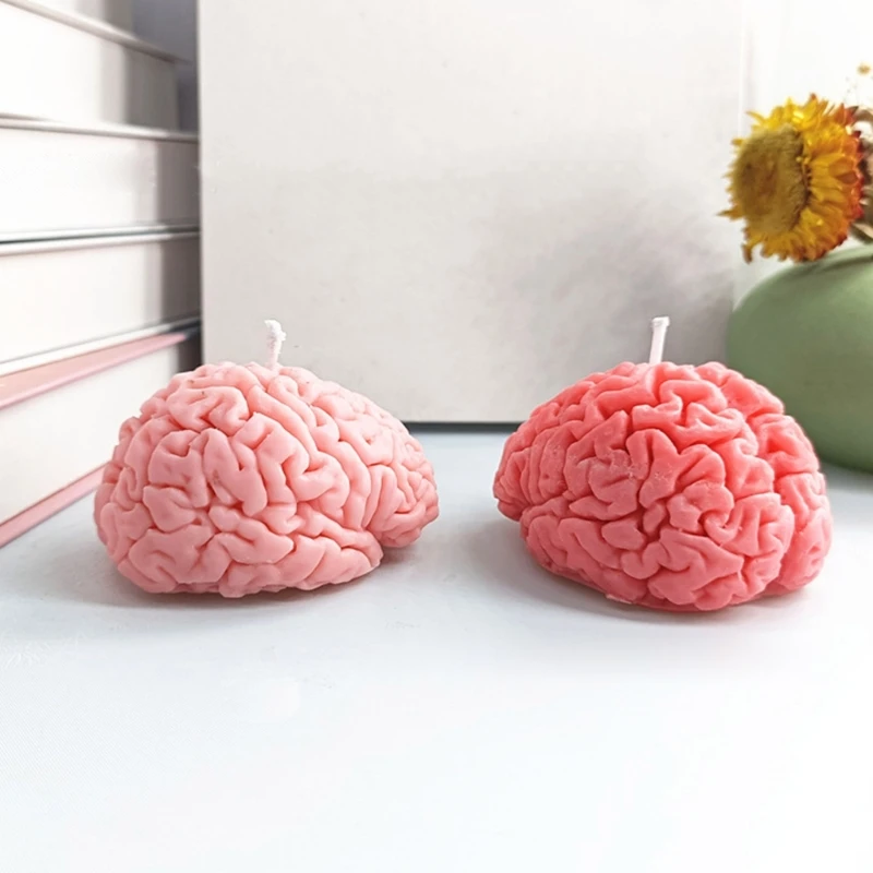 3D Brain Candle Resin Mold Artificial Brain Shape Aromatherapy Candle Silicone Mould DIY Craft Cookie Fondant Soap-Decor B03E