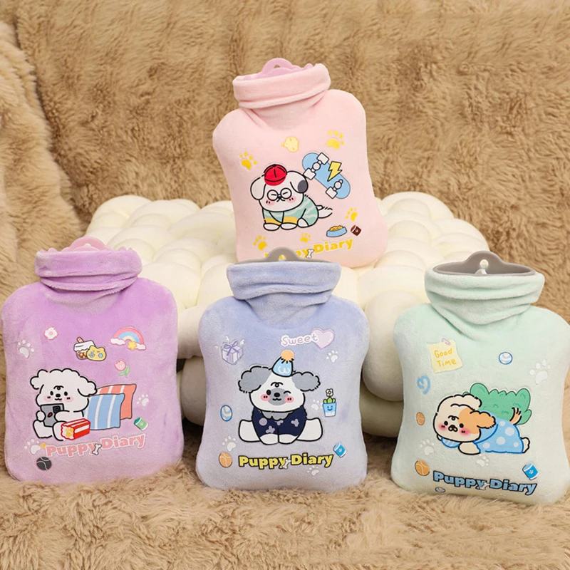 Tummy Warmers Hot Water Bottle Rubber Bag Cute Cartoon Warm Relaxing Safe Heat Cold Plush Cloth Hot Water Bag