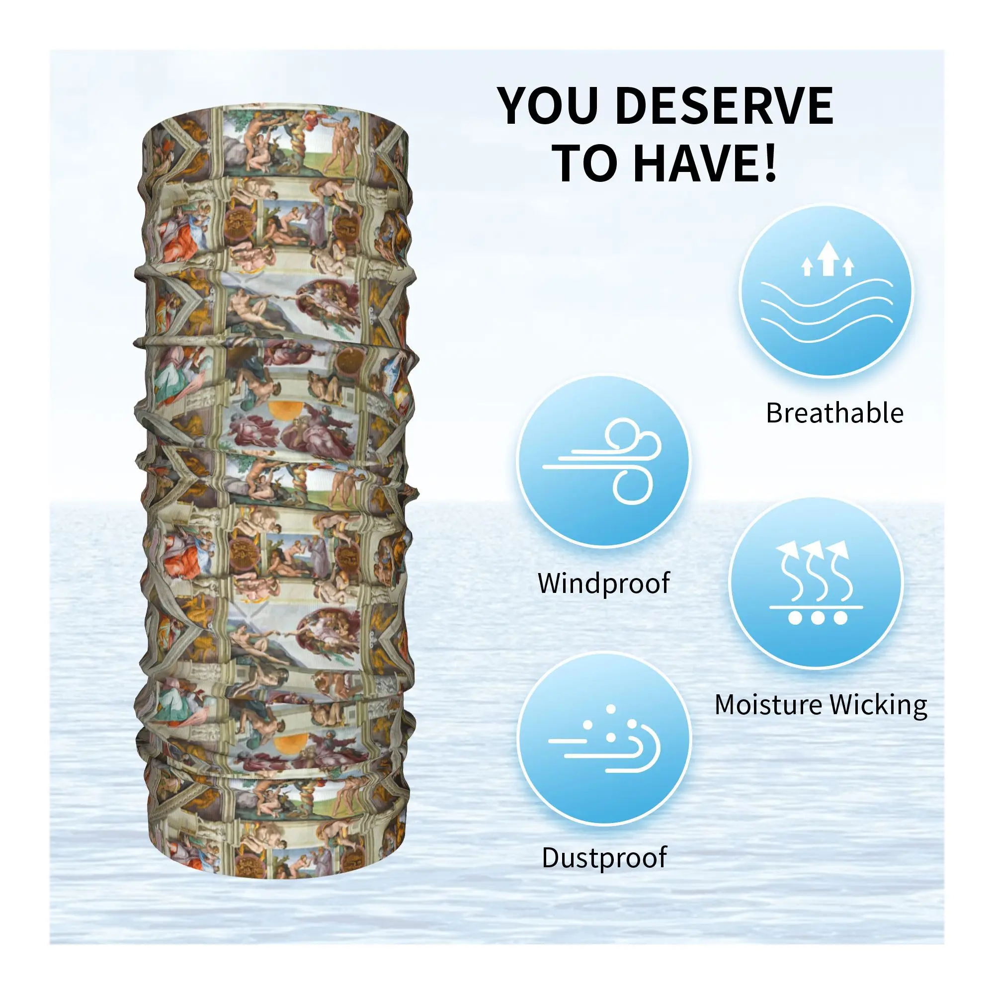 ミケランジェロ - システィーナ礼拝堂 バンダナ ネックカバー プリント マスク スカーフ 多機能 サイクリング スカーフ 乗馬用 メンズ レディース