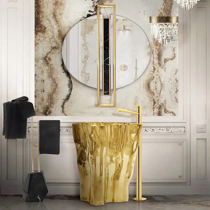 stainless steel washbasin villa hotel household column basin special-shaped designer floor-to-ceiling washbasin