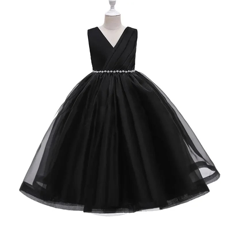 

Kids Dresses Children Elegant Long Prom Tulle Gowns 2024 New Girl Princess Dress Teen Wedding Bridesmaid Costume 3-12 Years