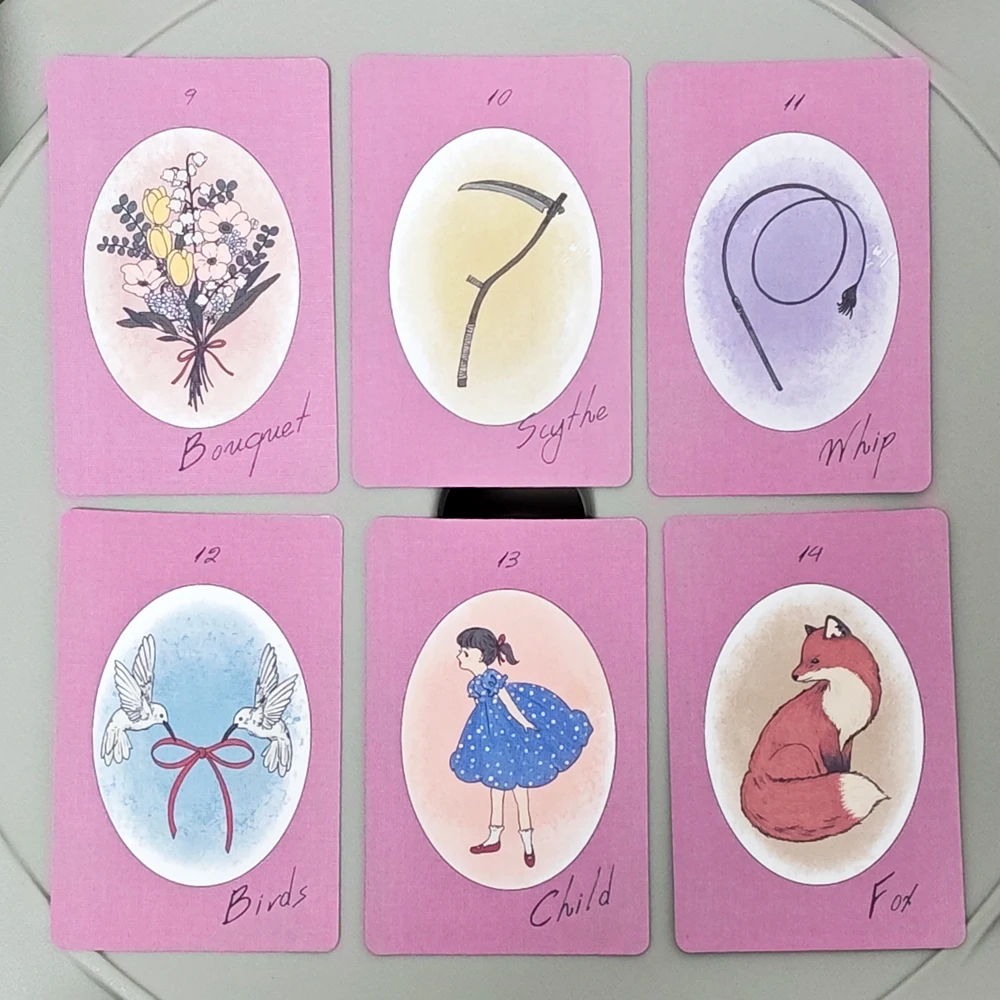 Ruban Lenormand Deck 36 pièces cartes Lenormand dans un élégant rose mat-violet avec une sensation terne-9*6 cm