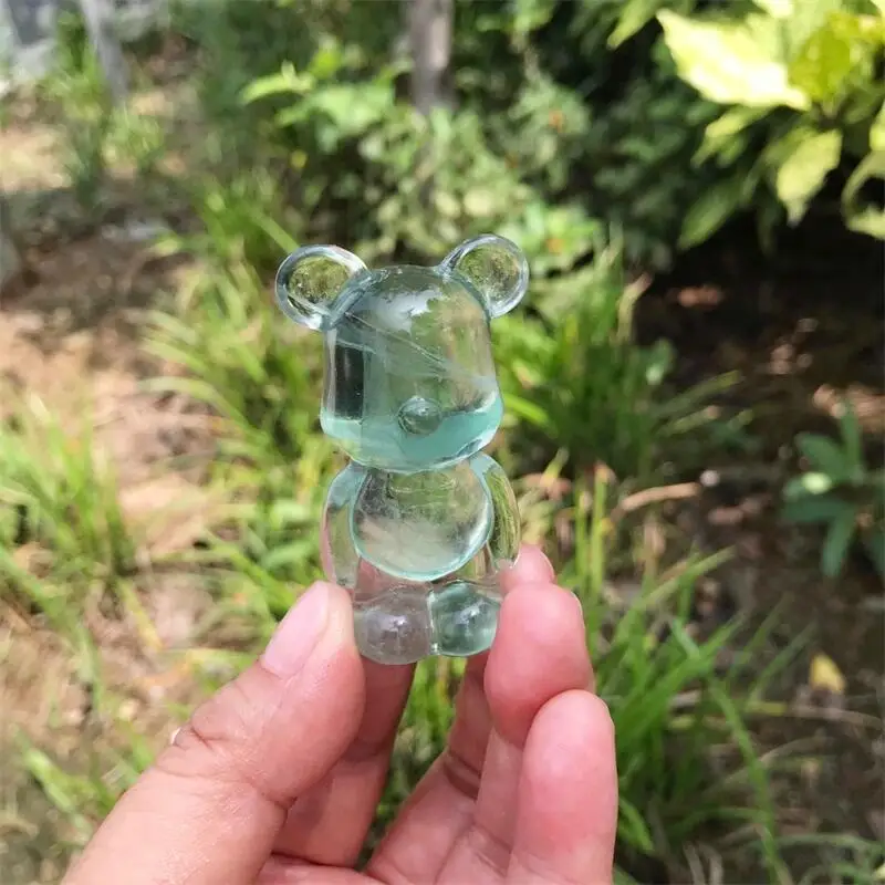 5.5CM Natural Fluorite Hand-carved Cartoon Bear Carving Polished Crystal Healing Stone Home Decor Creative Christmas Gift 1pcs