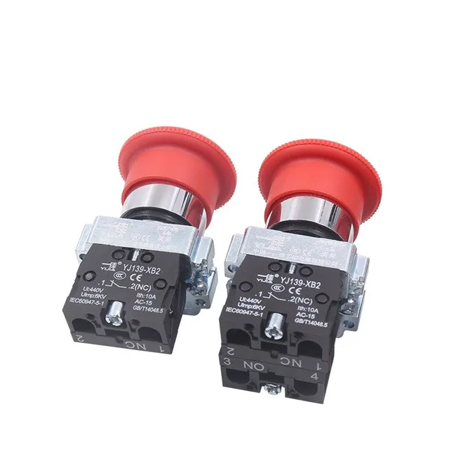 22mm XB2-542 Mushroom Head Emergency Stop Button Switch 10A/415V Emergency Stop Power Button Switch