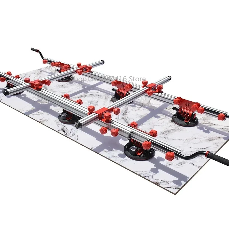 Suction cup lifter for stone slab, portable heavy tool to move tile glass safely in installation and transport work