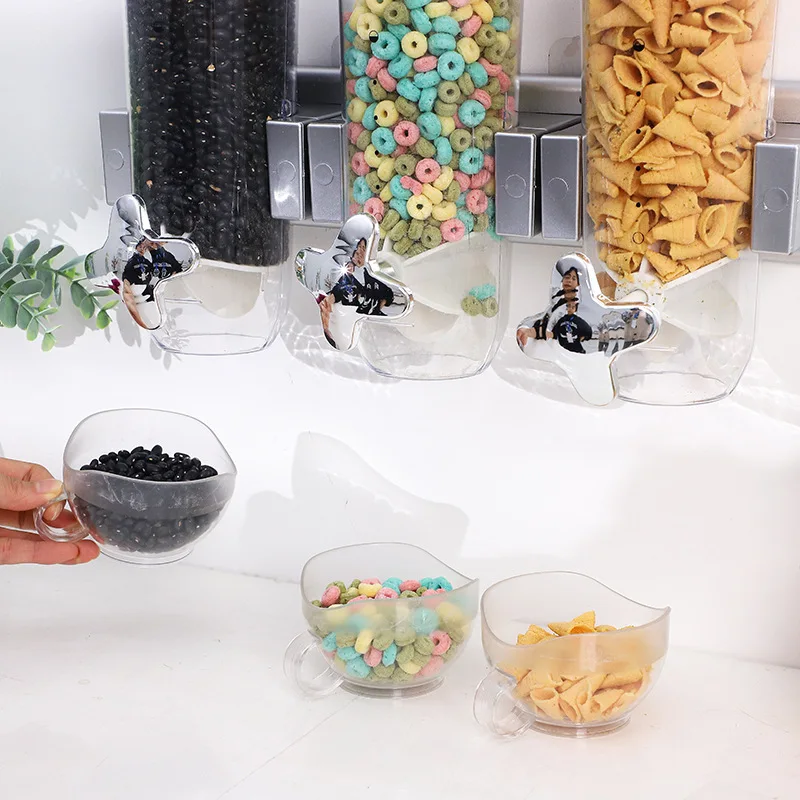 Wall Mounted Dry Food Cereal Dispenser Grains Sealed Storage Tank Multiple-Use Airtight and Clear Design for Kitchen Container