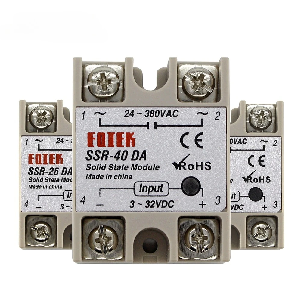 SSR-10DA SSR-25DA SSR-40DA 10A 25A 40A Solid State Relay Module 3-32V Input DC 24-380V AC Output High Quality