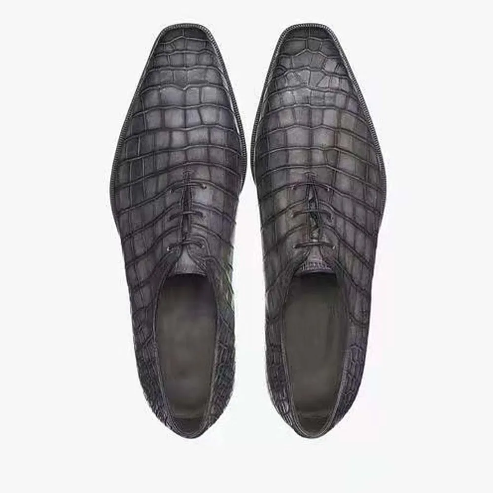 

Мужские формальные туфли kexima серого цвета из крокодиловой кожи