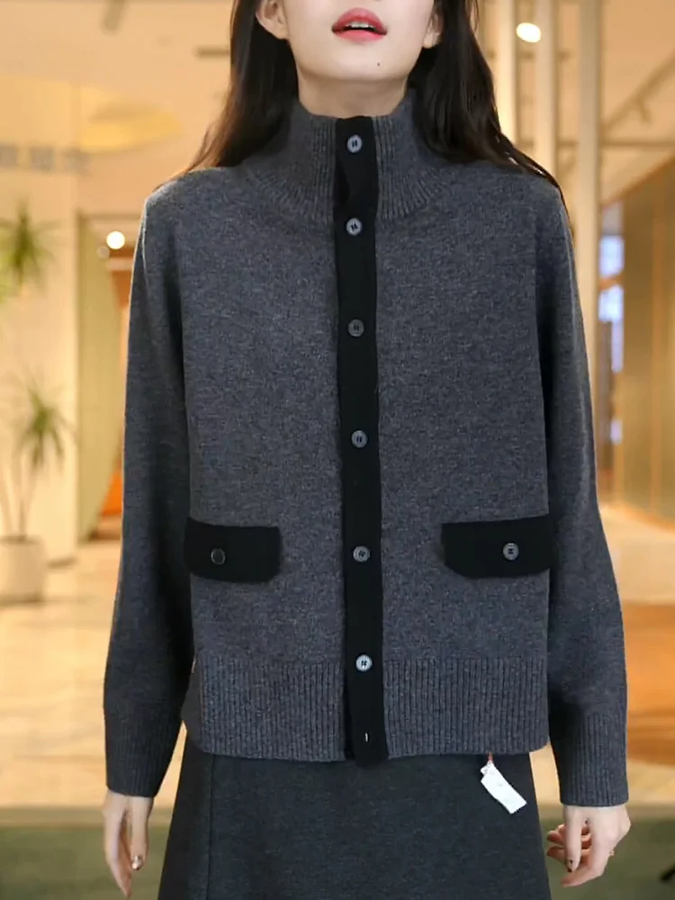 

Retro Color Blo Knitted Open Cardigan Faionable Outerwear Versatile Top Women Large Size Autumn New Arrival Warmth Woolen