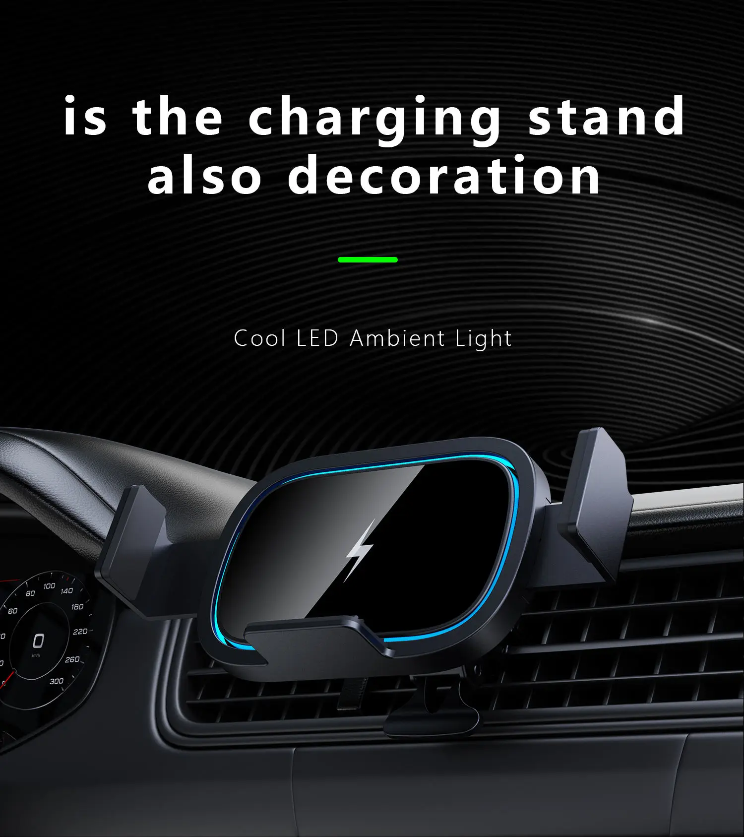 

Hot-selling car folding screen mobile phone wireless charging dynamic air outlet bracket 15W fast charging