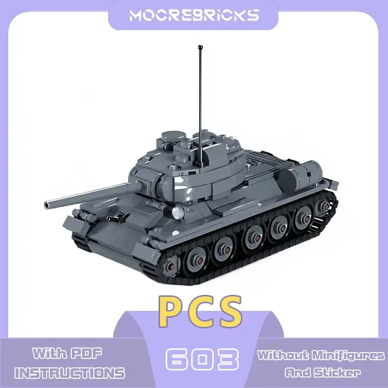 Collection Series T-34-85 Tank Building Blocks Medium Artillery Vehicle Model Bricks Military Series Toy Children's Holiday Gift