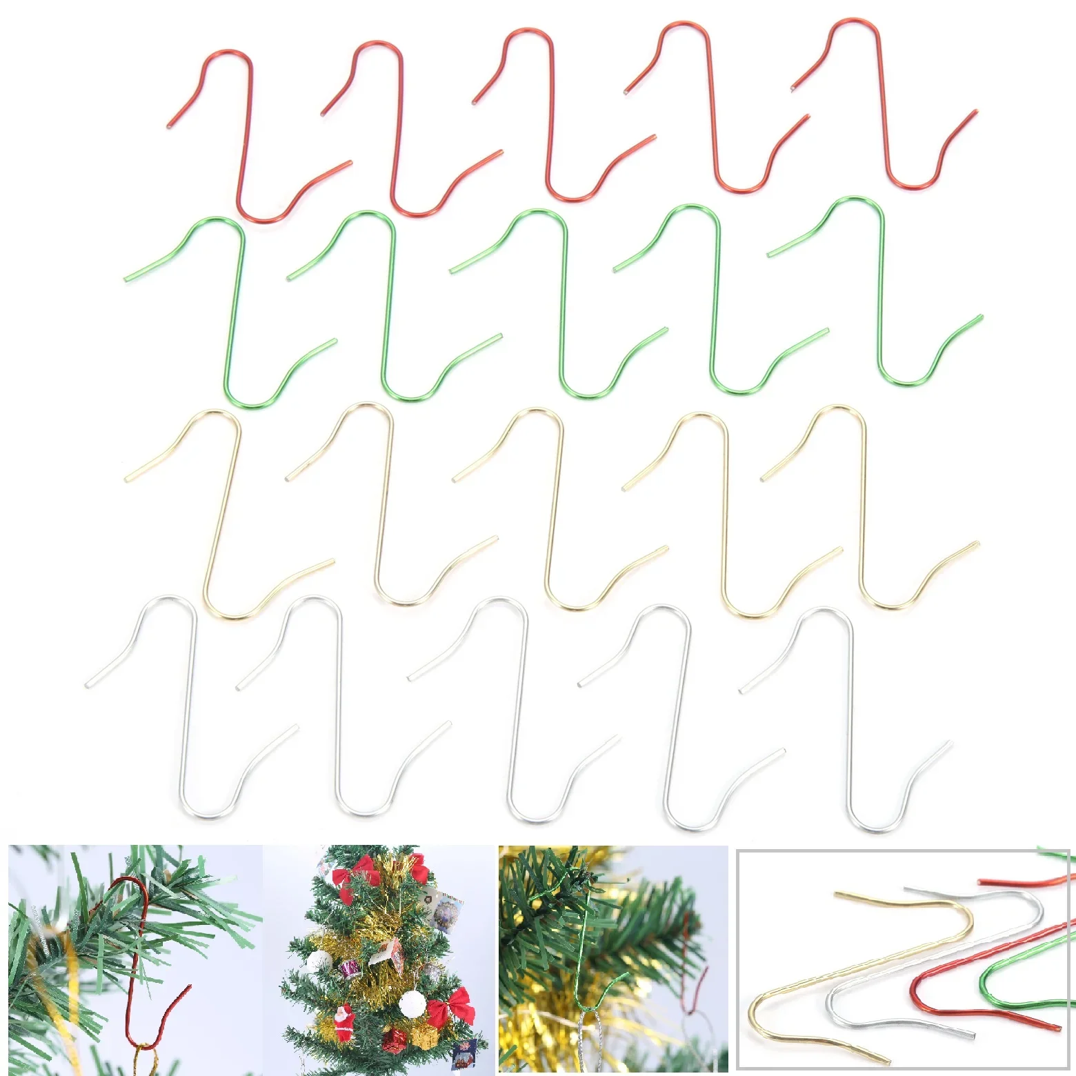 Ganci per ornamenti a forma di S in metallo da 100 pezzi appendiabiti a spirale per feste a casa nastri per alberi di natale decorazione per regali ganci appesi