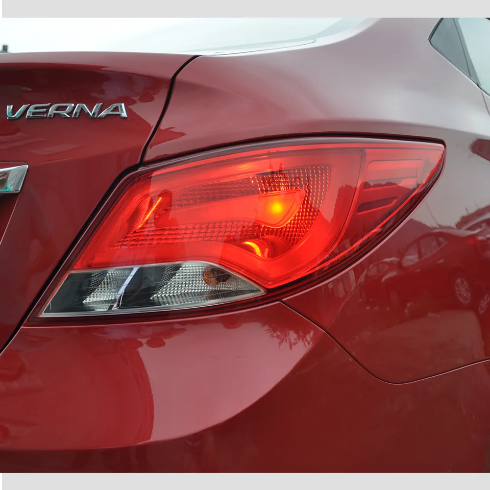 For Hyundai Verna 10-13 Car LED Tail Light Assembly Streamer Turn Signal Indicator Brake Running Reverse Parking Taillight