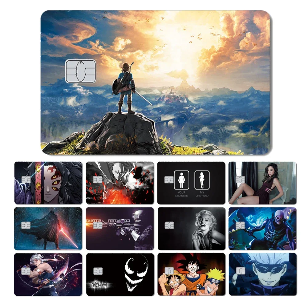 Front Side Demon Slayer Jujutsu Kaisen Anime Beauty Funny Credit Card Debit Bank Bus Card Film Sticker Skin Cover