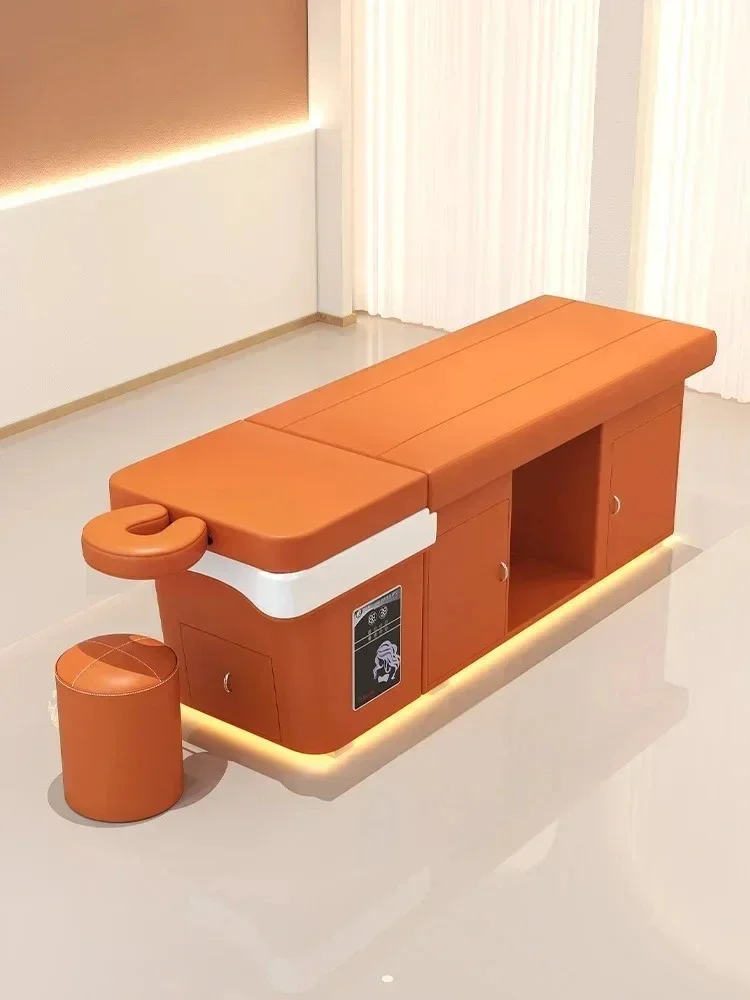 Head Massage Shampoo Bed, Hair Salon Water Circulation Fumigation With LED Lighting, High-end Shampoo Bed Water Heater