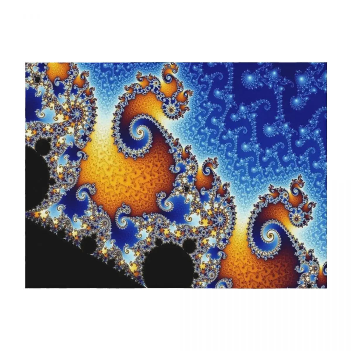 

Mandelbrot Blue Double Spiral Fractal Throw Blanket for winter Flannel Tourist Shaggy Blankets