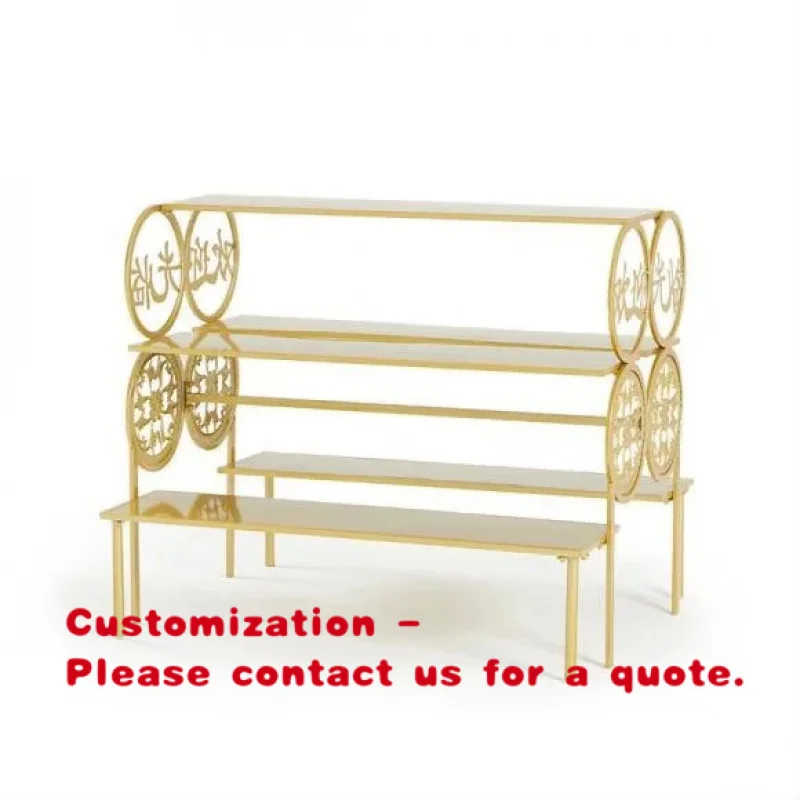 

custom.Antique Style Children's Shoes Clothing Store Metal Gold / White / Black Double-sided Display Rack Ladder Table