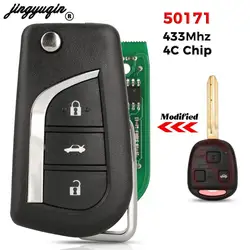 jingyuqin 50171 Zdalny kluczyk samochodowy 433 MHz do Toyota Prado 120 RAV4 Kluger Previa FJ Cruiser Land Cruiser 100 fob 4C Chip toy43