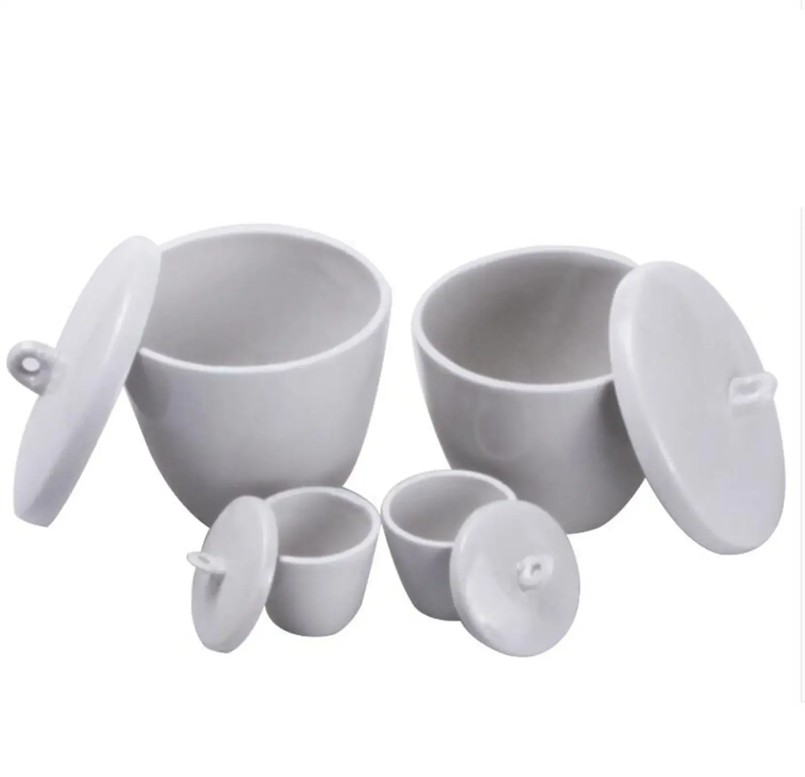 Capacity 10ml 20ml 30ml 50ml 70ml 100ml 150ml 200ml 300ml Ceramic Porcelain Crucible With Cover Lid 1200 Celsius Lab Laboratory