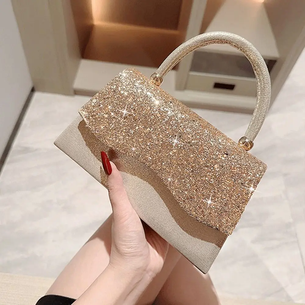 Gold Sequin Evening Bag Women Elegant Fashion Banquet Clutch Chain Shoulder Bags Luxury Purse Female Wedding Party Handbags