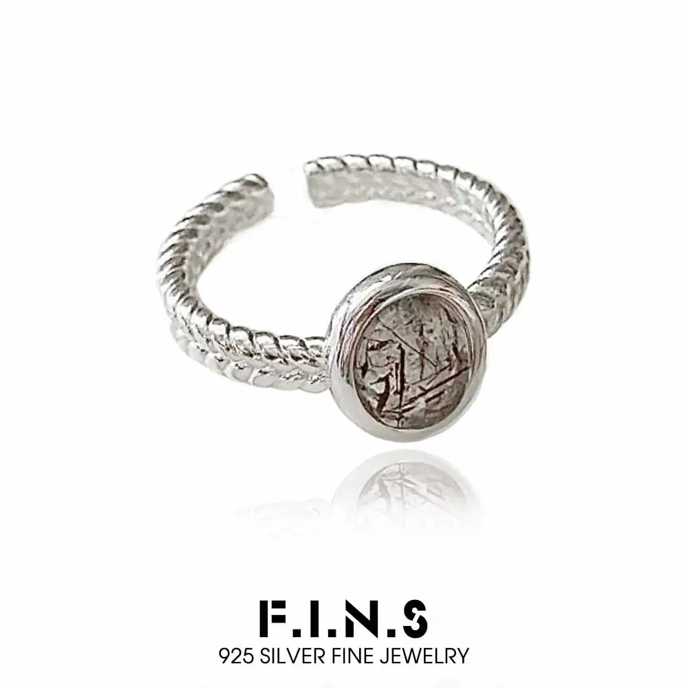 

F.I.N.S оригинальное кольцо из стерлингового серебра S925 с черным кристаллом, корейское модное кольцо с открытым регулируемым пальцем, ювелирные изделия, подарки
