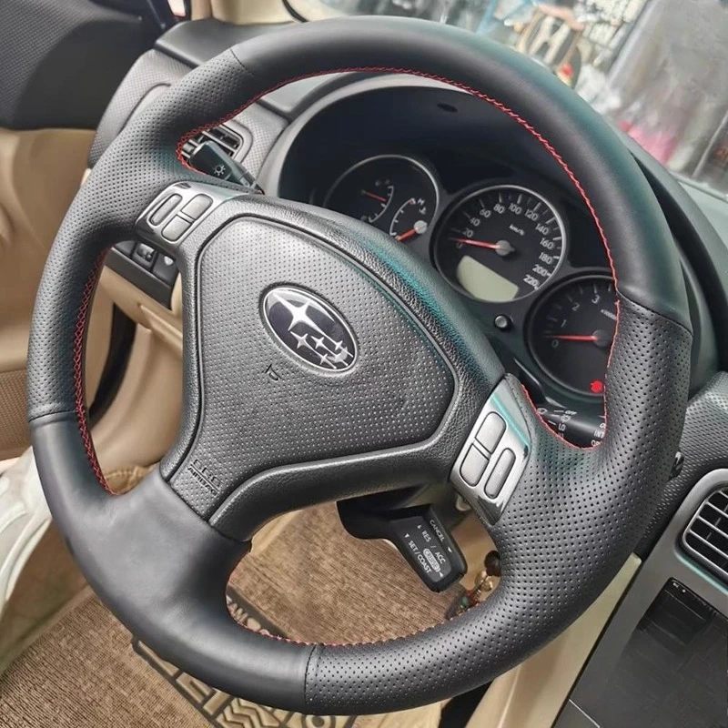 

Сшитый вручную нескользящий чехол на руль из натуральной кожи для Subaru Forester 2005-2007 Outback 2005 2007, Legacy 2005-2007