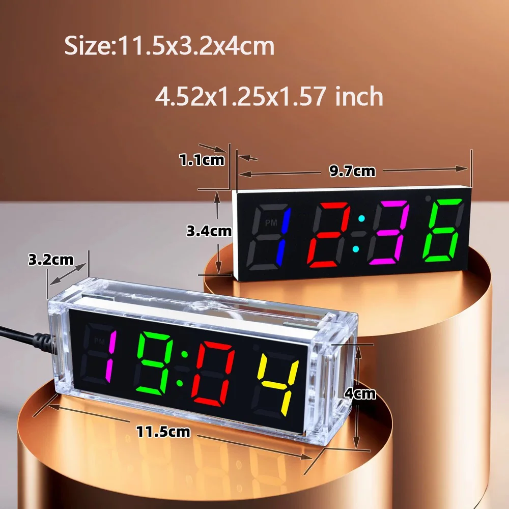 DIY clock electronic kit RGB led SMD soldering 12H/24H system countdown alarm clock monochrome display multifunctional