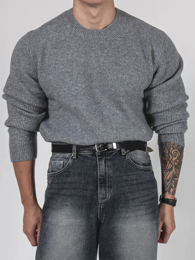 

Мужской трикотажный свитер American Sle Slim Fit, длинный рукав, из модной пряжи Core Spin, шерсть, дышащий, тонкий, мягкий, повседневный стиль