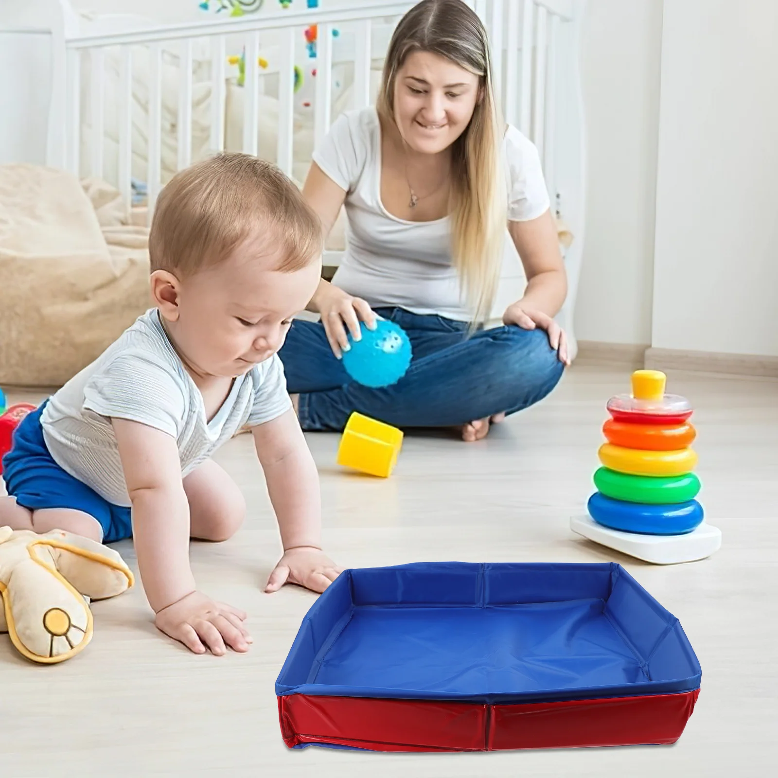 Vassoio di sabbia pieghevole da 19,65X3,34 pollici per i più piccoli Sabbiera portatile per bambini Gioco all'aperto per interni Attività di apprendimento con pozzo di sabbia per bambini