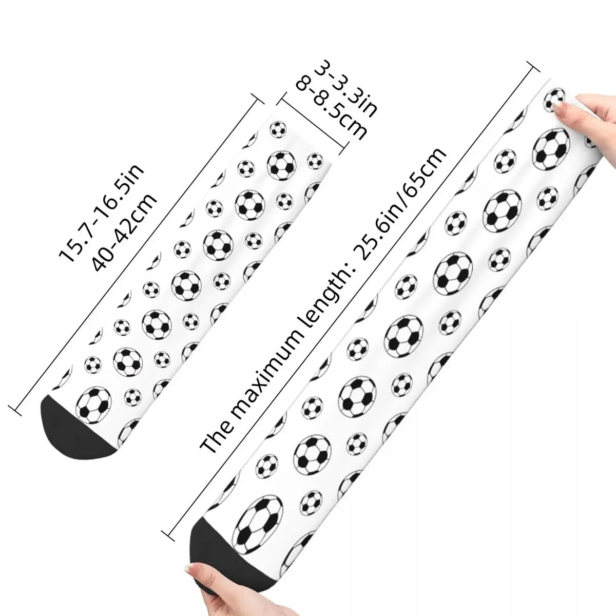 Soccer Pattern Socks para Unisex, bolas de futebol, futebol, novidade, Street Style, tubo médio, moda unisex