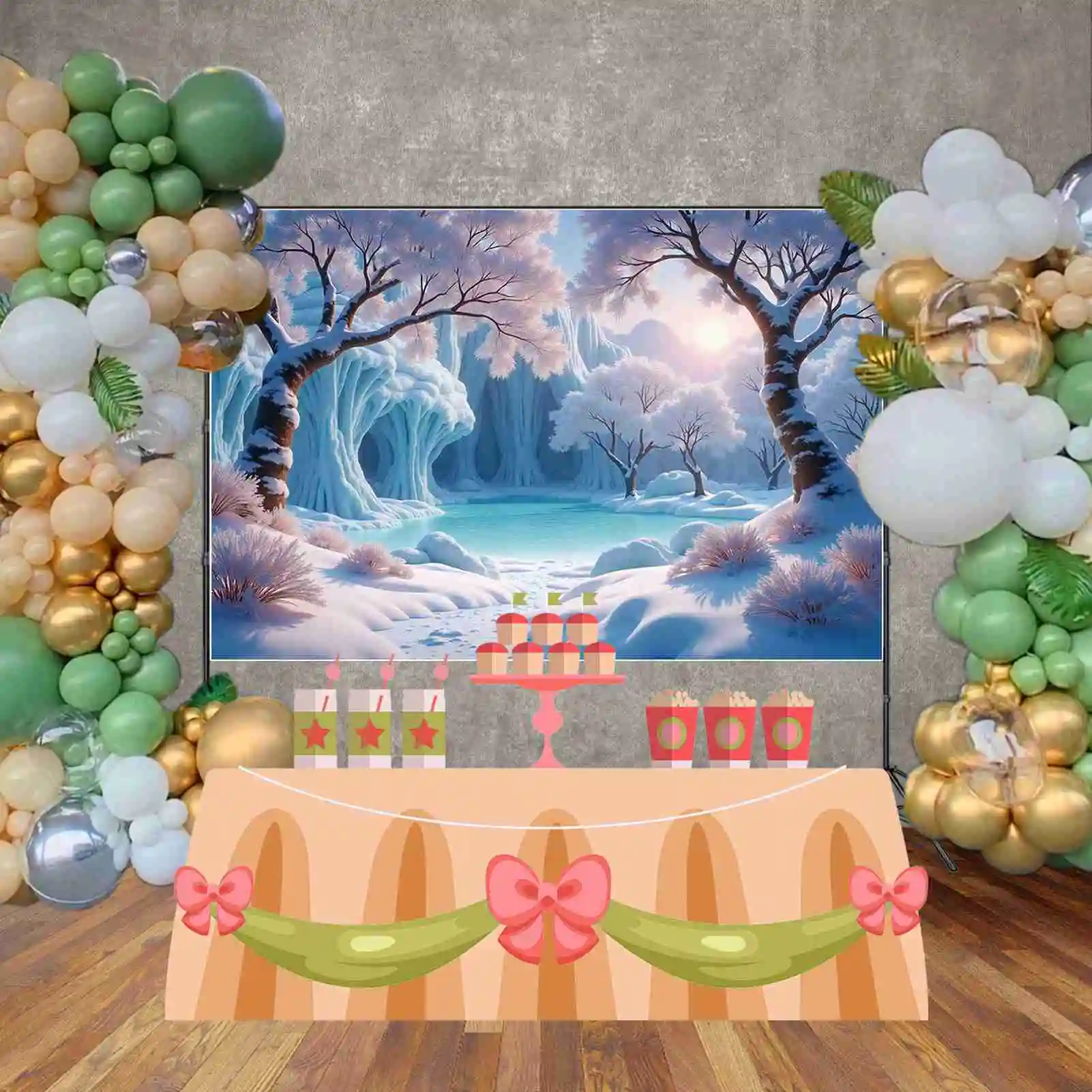 MOON.QG Kerst Winter Achtergrond Fotografie Sneeuw Frozen Castle Pine Photocall Achtergrond Baby Studio Photobooth Accessoires