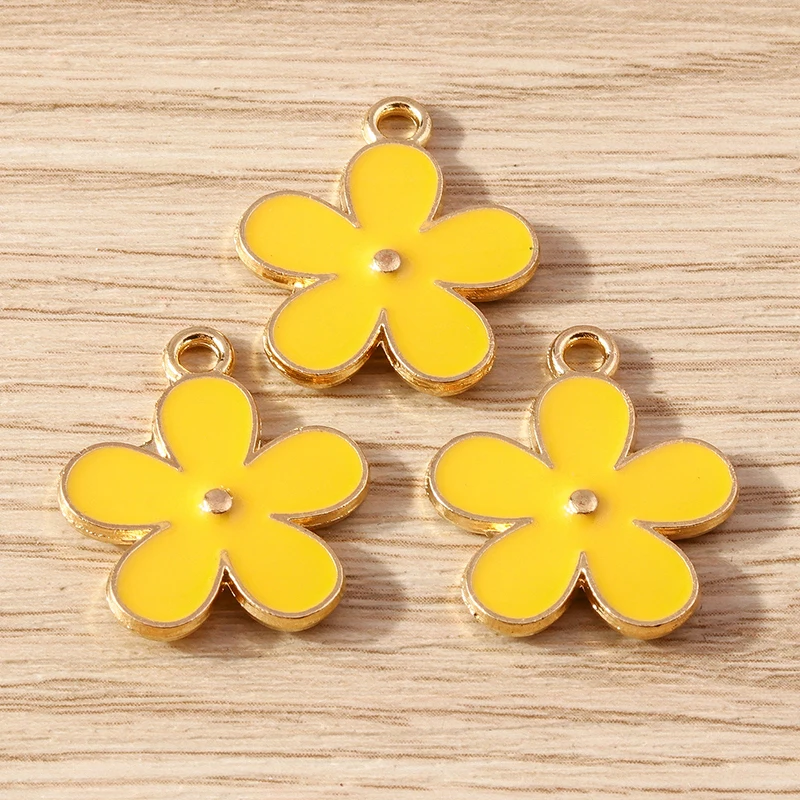 10pcs 20x23mm Fashion Colorful Enamel Flower Charms for Jewelry Making Earrings Pendants Necklace Bracelets DIY Crafts Supplies