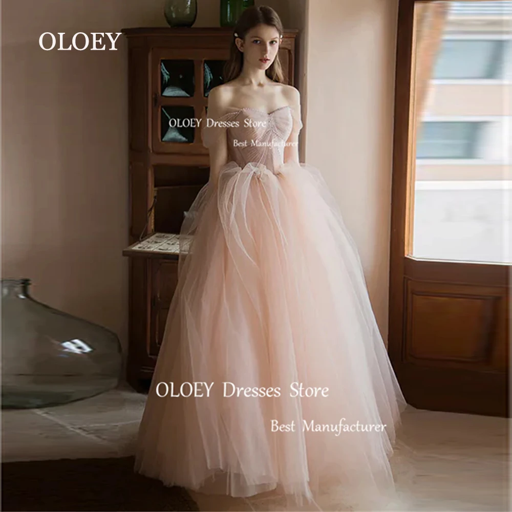 

OLOEY Elegant Off Shoulder Prom Dresses Korea Photoshoot Silky Organza Pink Wedding Party Dress Performance Dress Custom Made