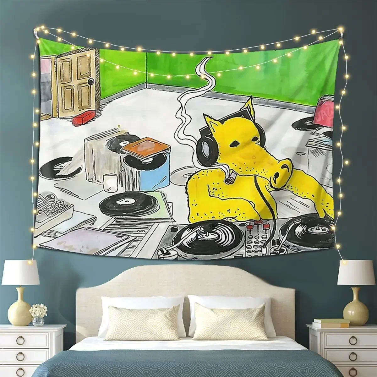 Quasimoto DJ Tapestry Decoration Art Aesthetic Tapestries for Living Room Bedroom Decor Home Funny Wall Cloth Wall Hanging