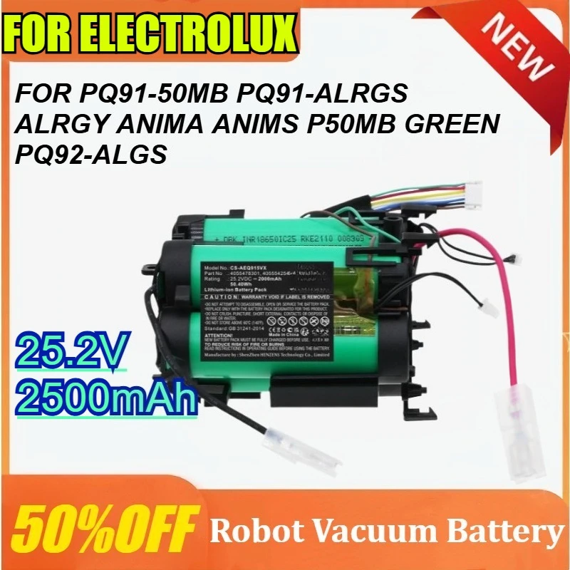 

For ELECTROLUX PQ91-50MB PQ91-ALRGS ALRGY ANIMA ANIMS P50MB GREEN PQ92-ALGS 25.2V 2500mAh Vacuum Cleaner Battery