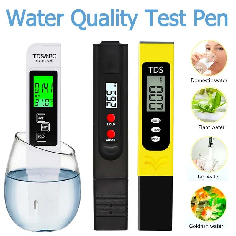 TDS Pen High Precision Water Hardness Instrument EC TDS Tester PH Meter Aquarium Pool Water Quality Purity Testing Pen