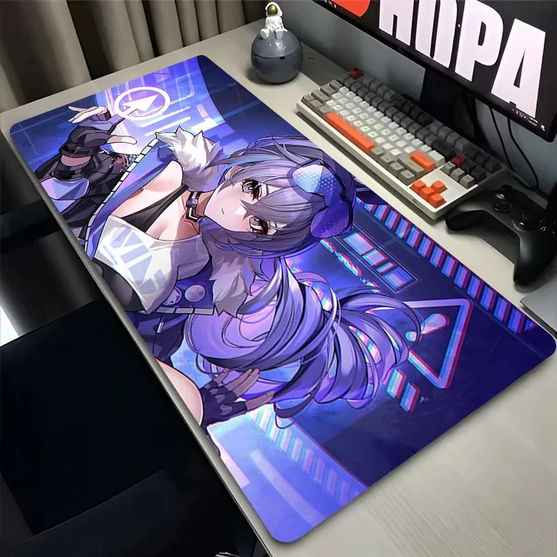 Mauspad, Schreibtischunterlage, XXL-Mauspad, Laptop-Schreibtisch-Dekoration, erweitertes Mauspad, Tastaturmatte, Honkai Star Rail Silver Wolf, übergroße Schreibtischunterlage