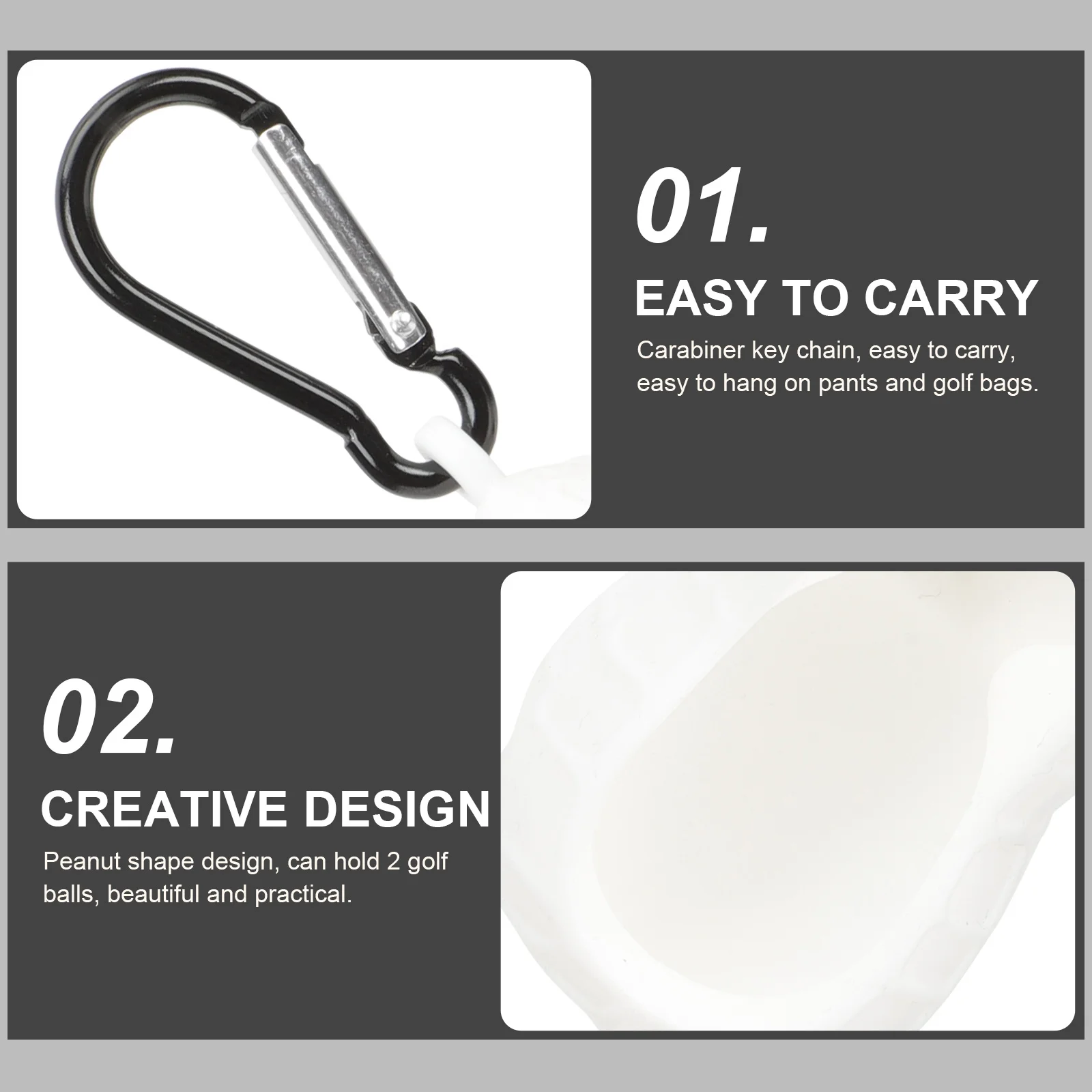 كم كرة جولف مرن يحمل كرتين مقاوم للصدمات وغير قابل للانزلاق، مشبك حلقة تسلق سهل الحمل، مستلزمات جولف للرجال محمول في الهواء الطلق